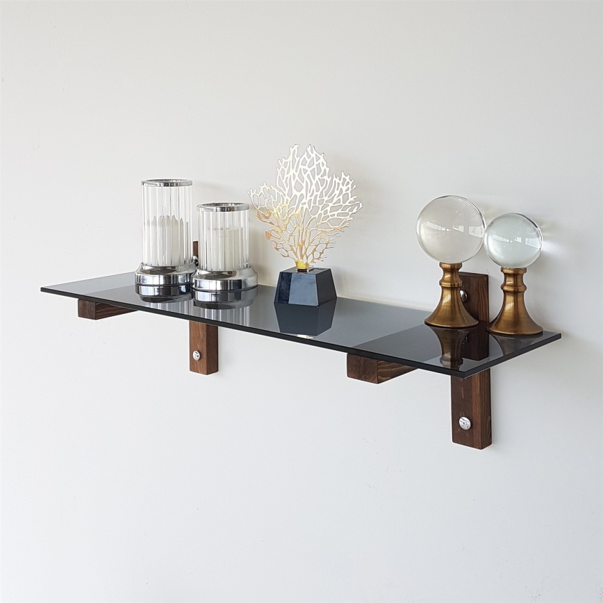 Wall shelf 85x25 cm pine/black