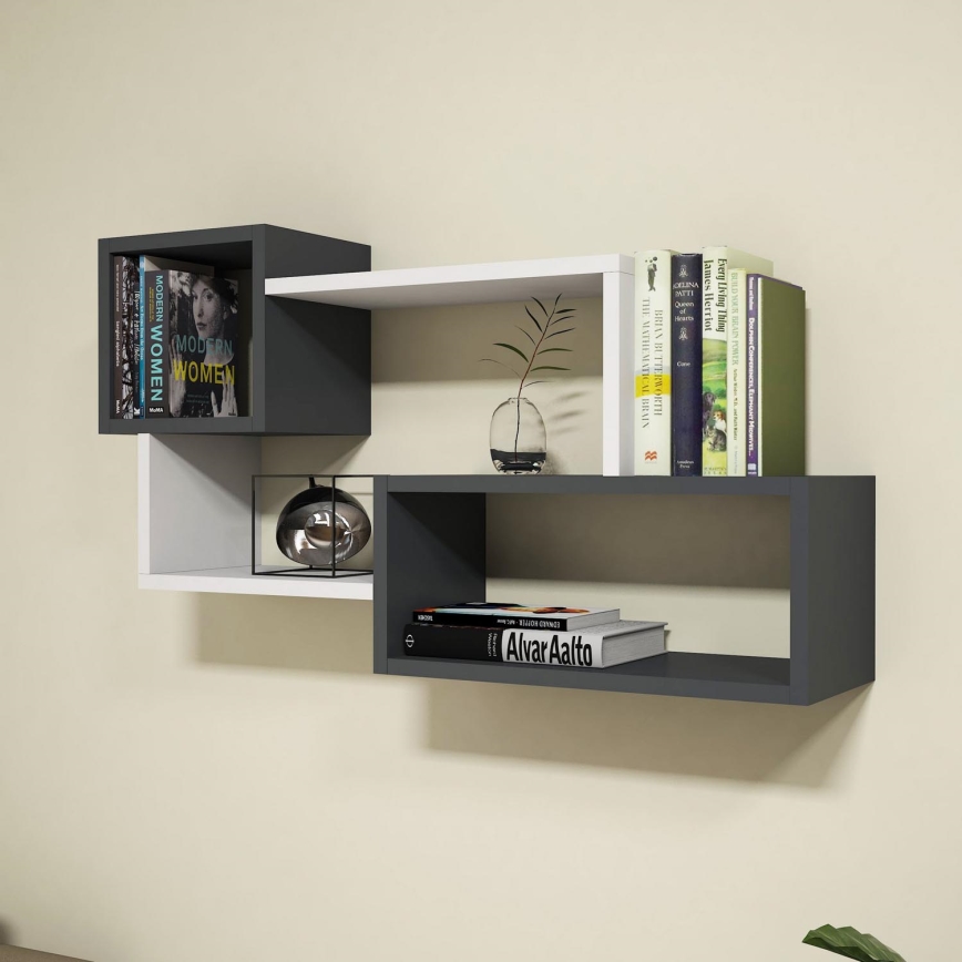 Wall shelf AFRO 51x90,6 cm white/anthracite