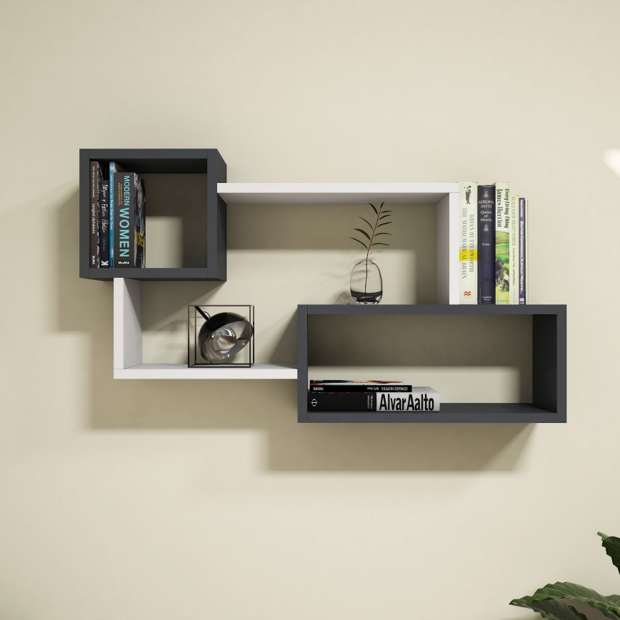 Wall shelf AFRO 51x90,6 cm white/anthracite