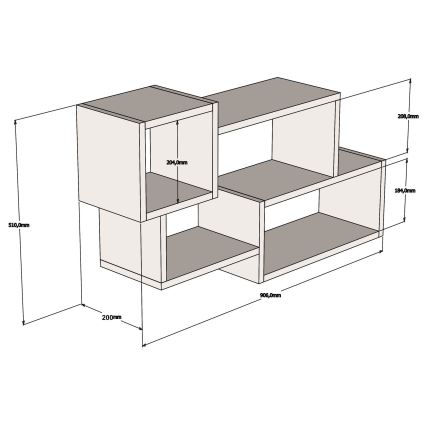 Wall shelf AFRO 51x90,6 cm white/anthracite