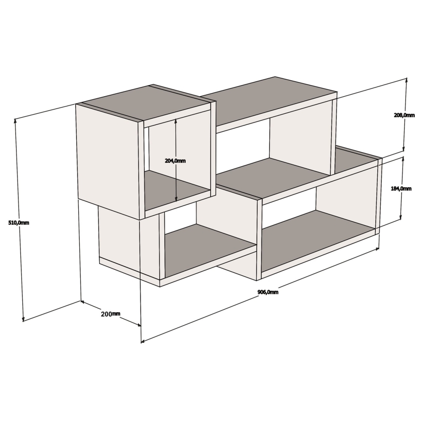 Wall shelf AFRO 51x90,6 cm white/anthracite