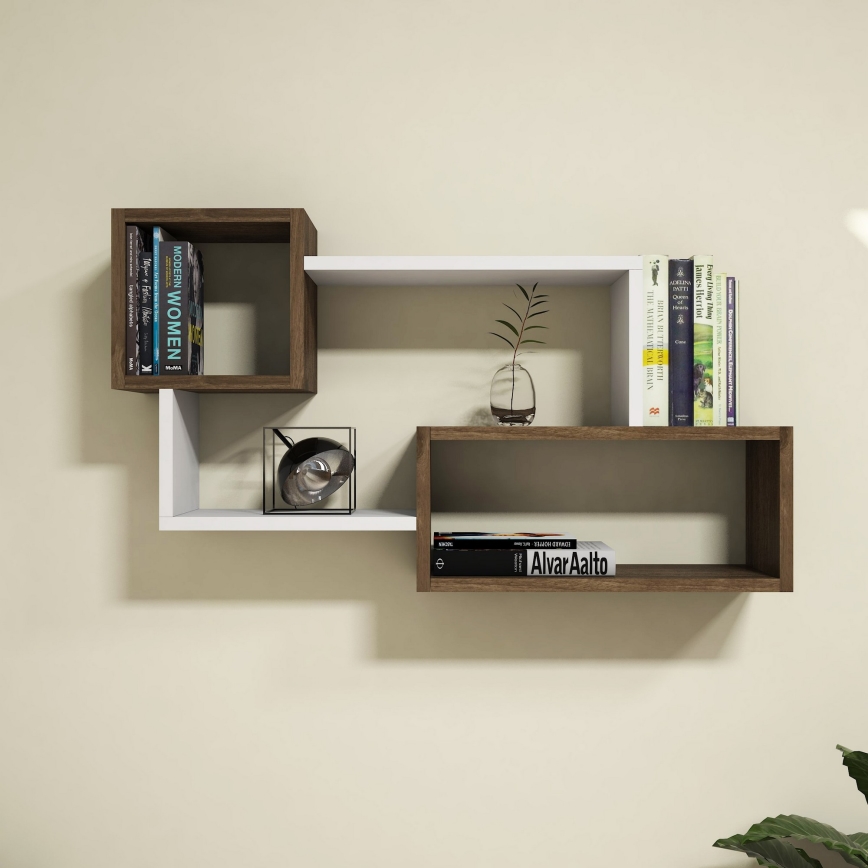 Wall shelf AFRO 51x90,6 cm white/brown