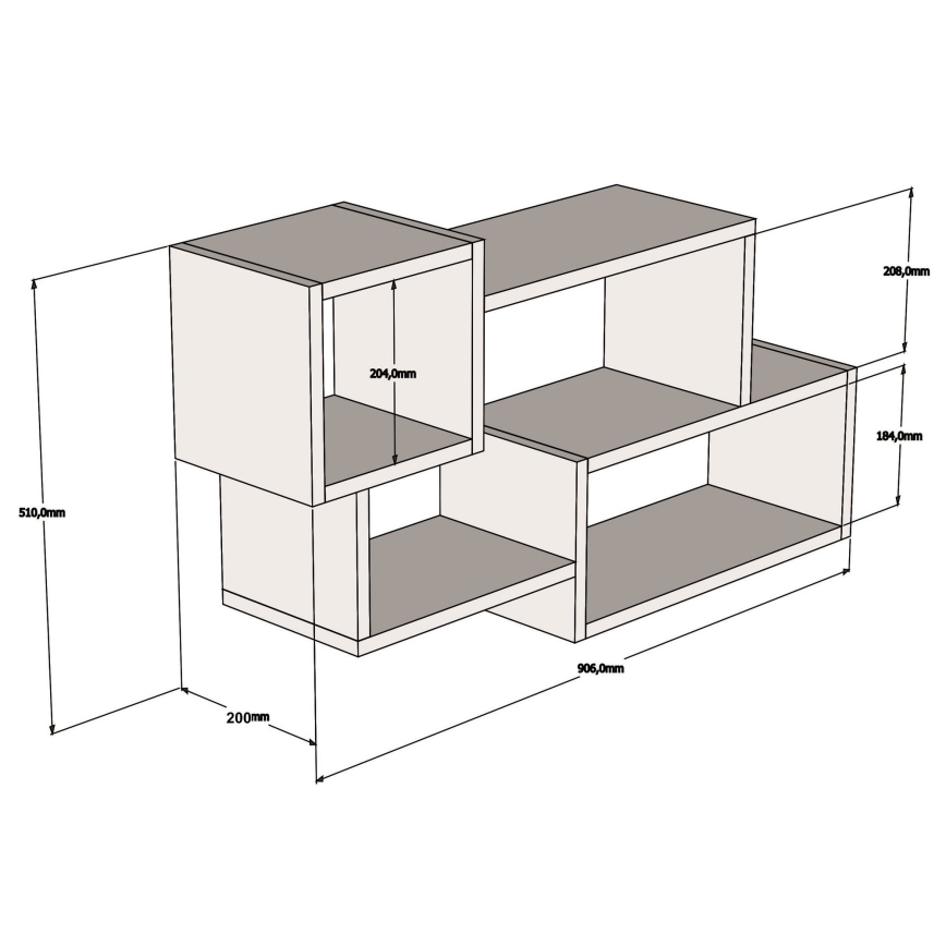Wall shelf AFRO 51x90,6 cm white/brown
