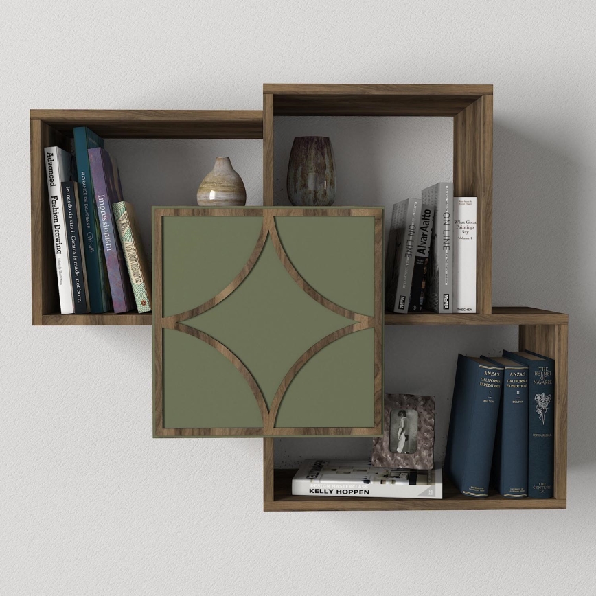 Wall shelf ARCO 73x79,2 cm brown/green