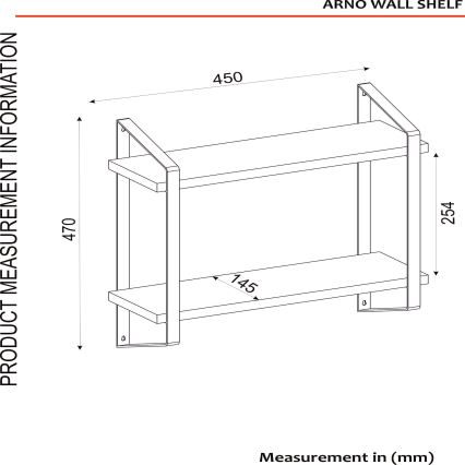 Wall shelf ARNO 47x45 cm brown/black