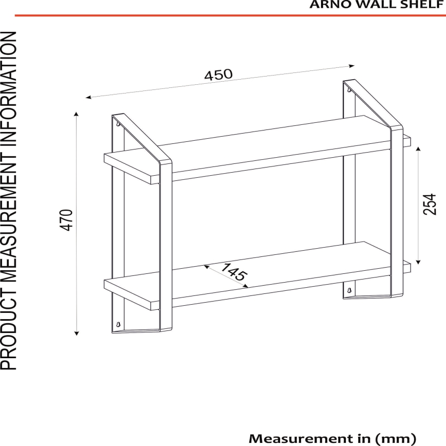 Wall shelf ARNO 47x45 cm brown/black