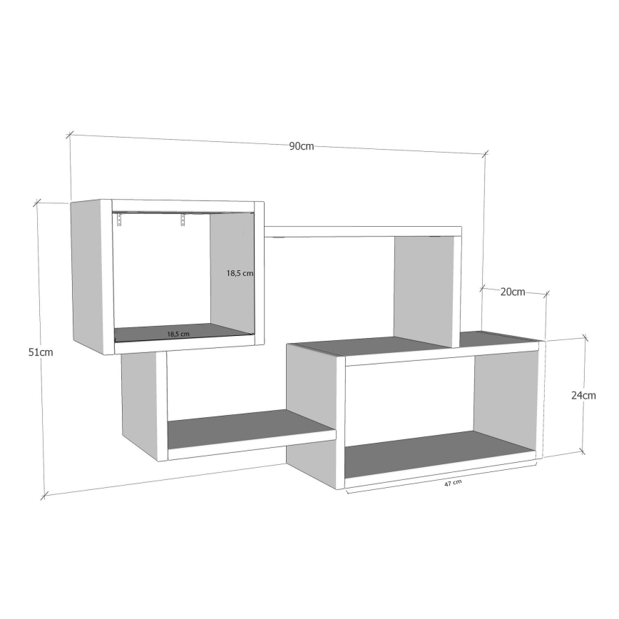 Wall shelf AYDER 51x90 cm brown/white
