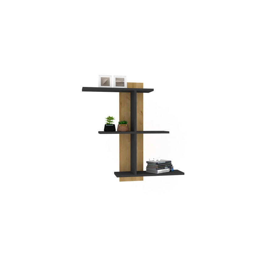 Wall shelf BAHRO 90x111 cm anthracite/brown