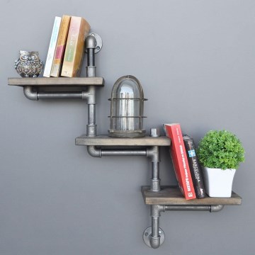 Wall shelf BORU 65x68 cm spruce/grey