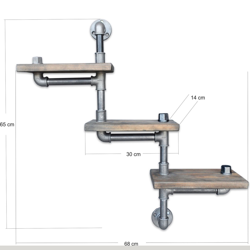 Wall shelf BORU 65x68 cm spruce/grey