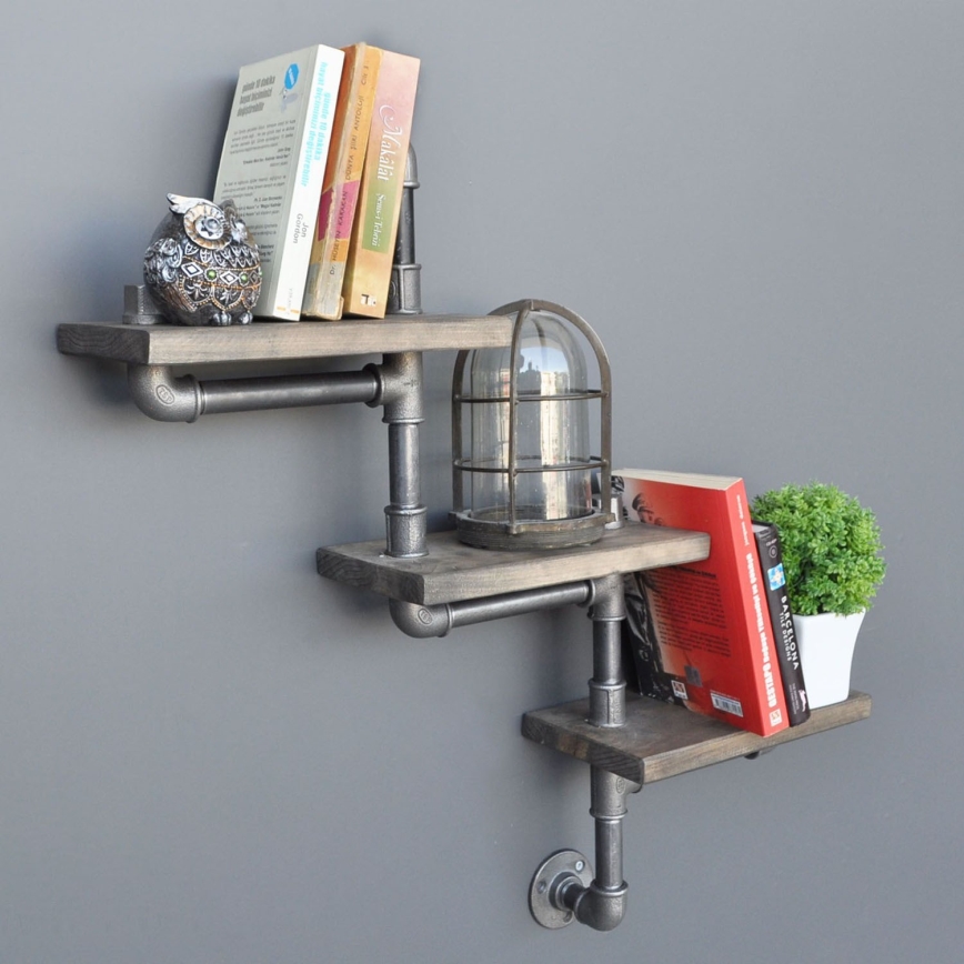 Wall shelf BORU 65x68 cm spruce/grey