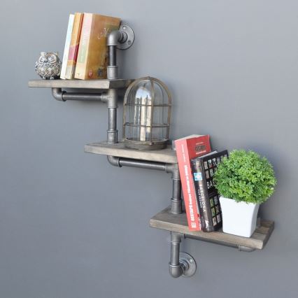 Wall shelf BORU 65x68 cm spruce/grey