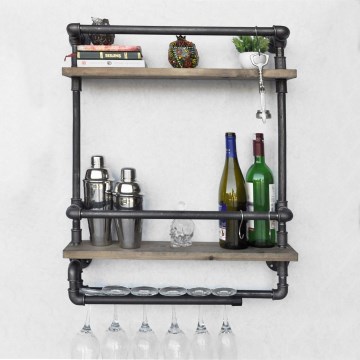 Wall shelf BORU 67x60 cm brown/black