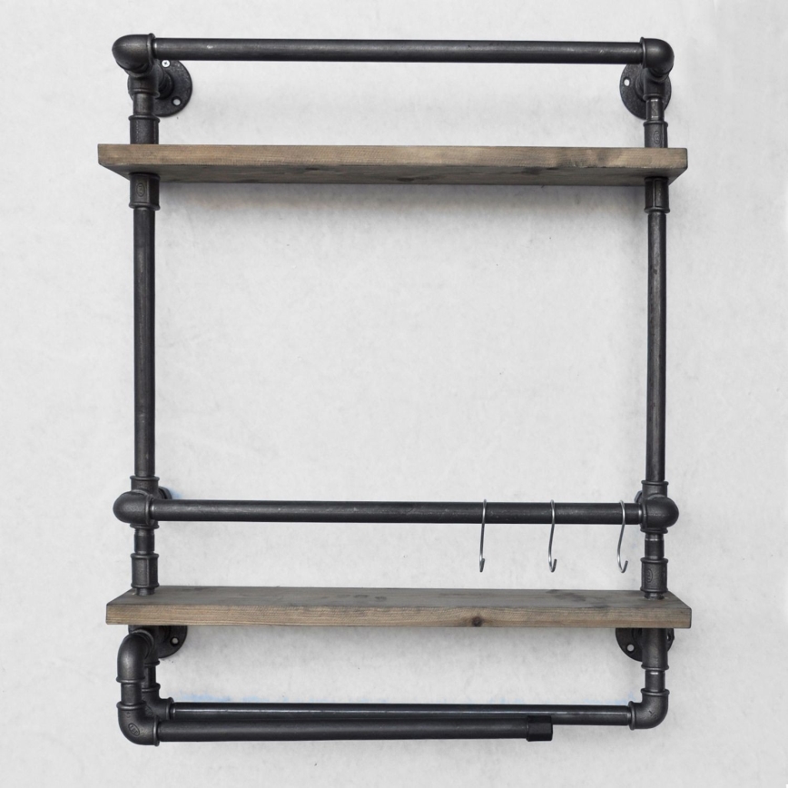 Wall shelf BORU 67x60 cm brown/black