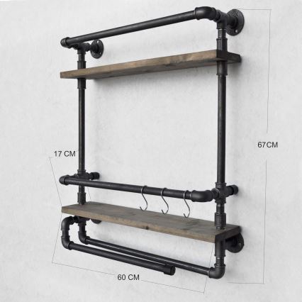 Wall shelf BORU 67x60 cm brown/black
