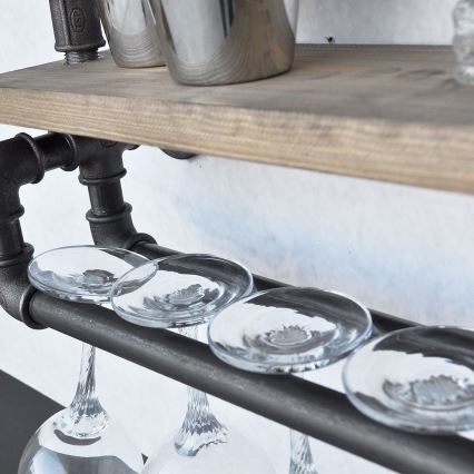 Wall shelf BORU 67x60 cm brown/black