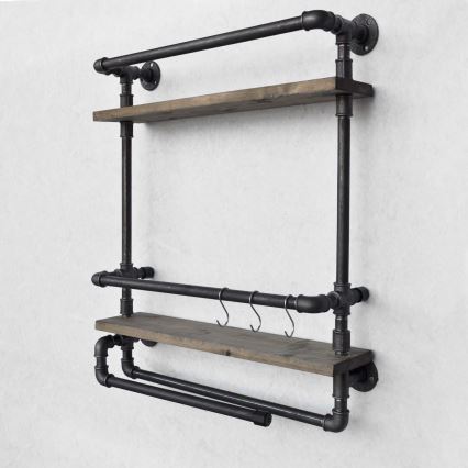 Wall shelf BORU 67x60 cm brown/black