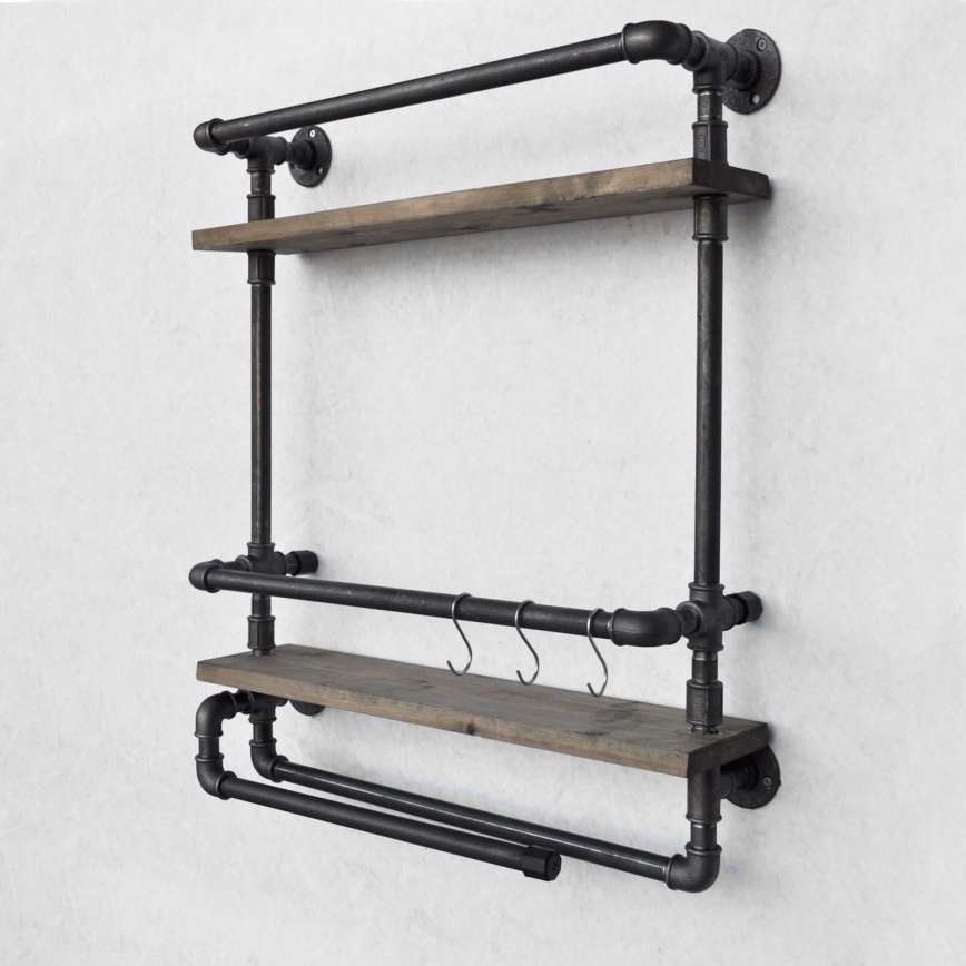 Wall shelf BORU 67x60 cm brown/black