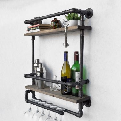 Wall shelf BORU 67x60 cm brown/black