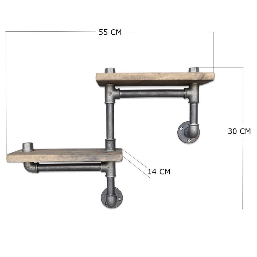 Wall shelf BORURAF 30x55 cm spruce