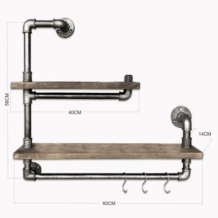 Wall shelf BORURAF 58x60 cm spruce