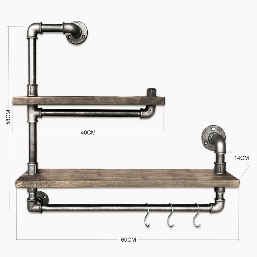Wall shelf BORURAF 58x60 cm spruce