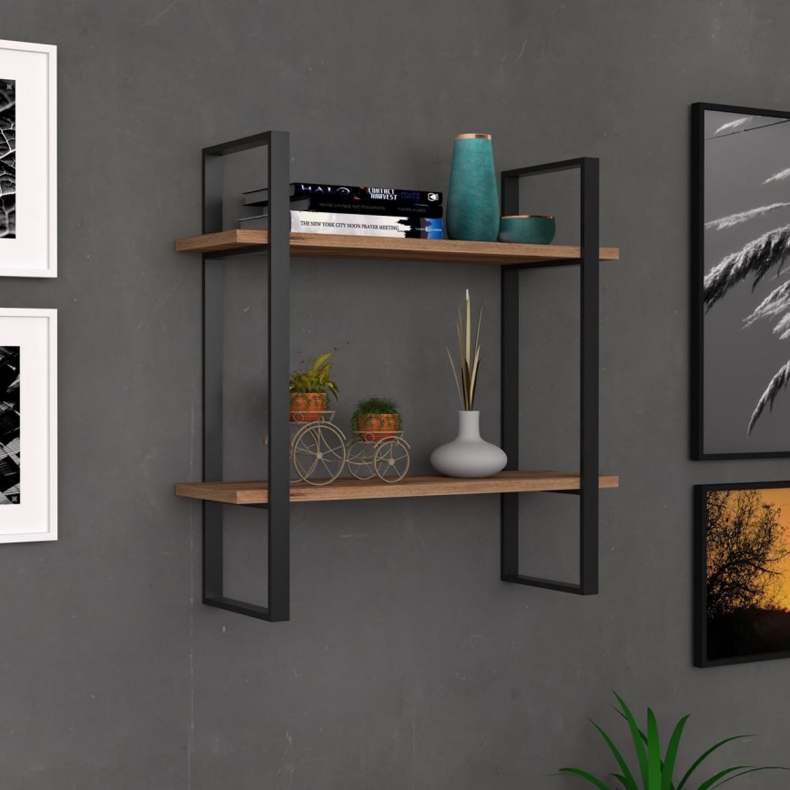 Wall shelf BUBA 70x70 cm brown/anthracite