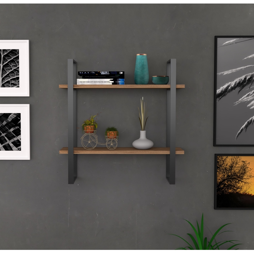 Wall shelf BUBA 70x70 cm brown/anthracite