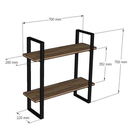 Wall shelf BUBA 70x70 cm brown/anthracite