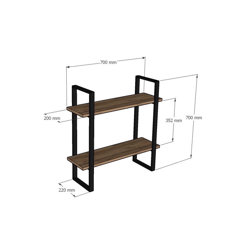 Wall shelf BUBA 70x70 cm brown/anthracite