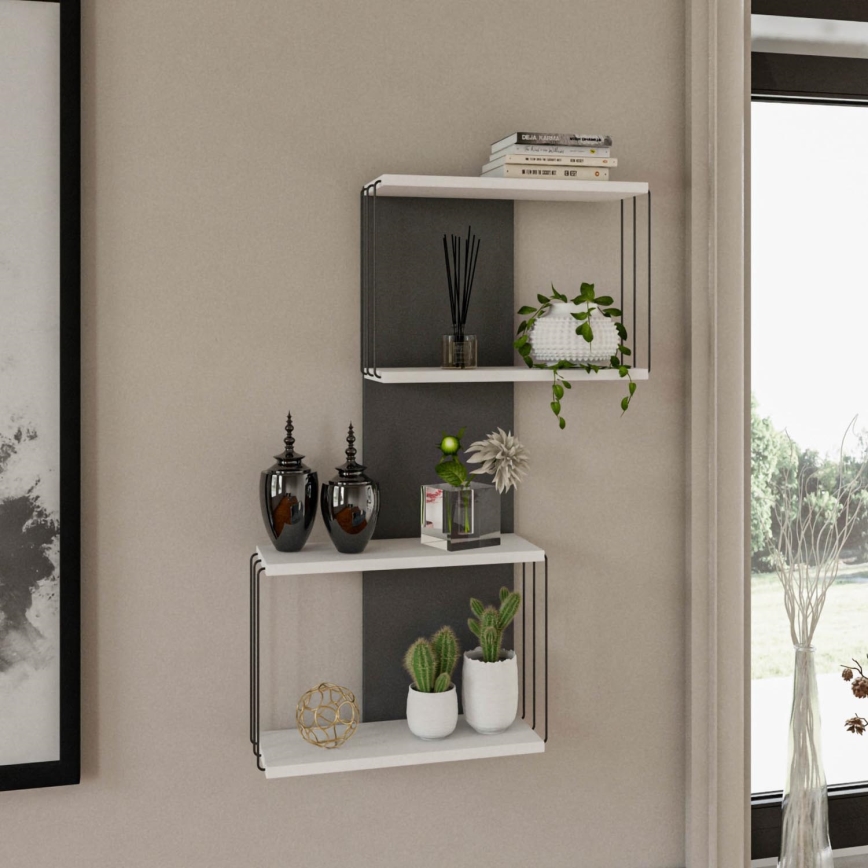 Wall shelf DESTAN 96x65 cm white/anthracite