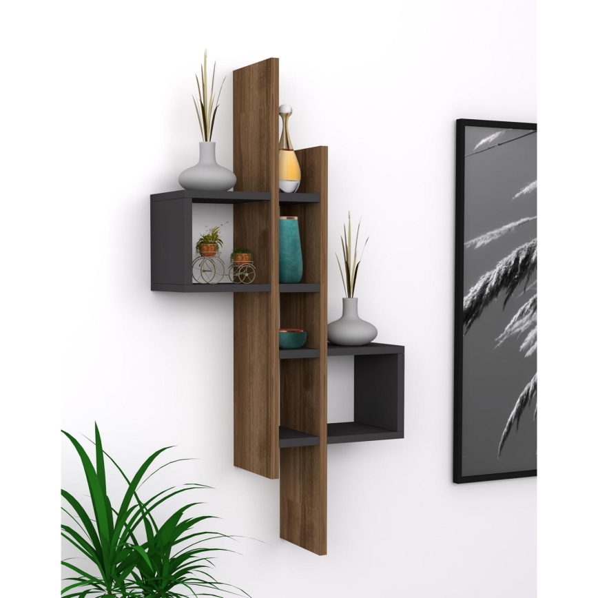 Wall shelf EMSE 108x53,8 cm brown/anthracite
