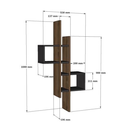 Wall shelf EMSE 108x53,8 cm brown/anthracite