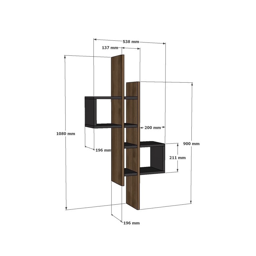 Wall shelf EMSE 108x53,8 cm brown/anthracite