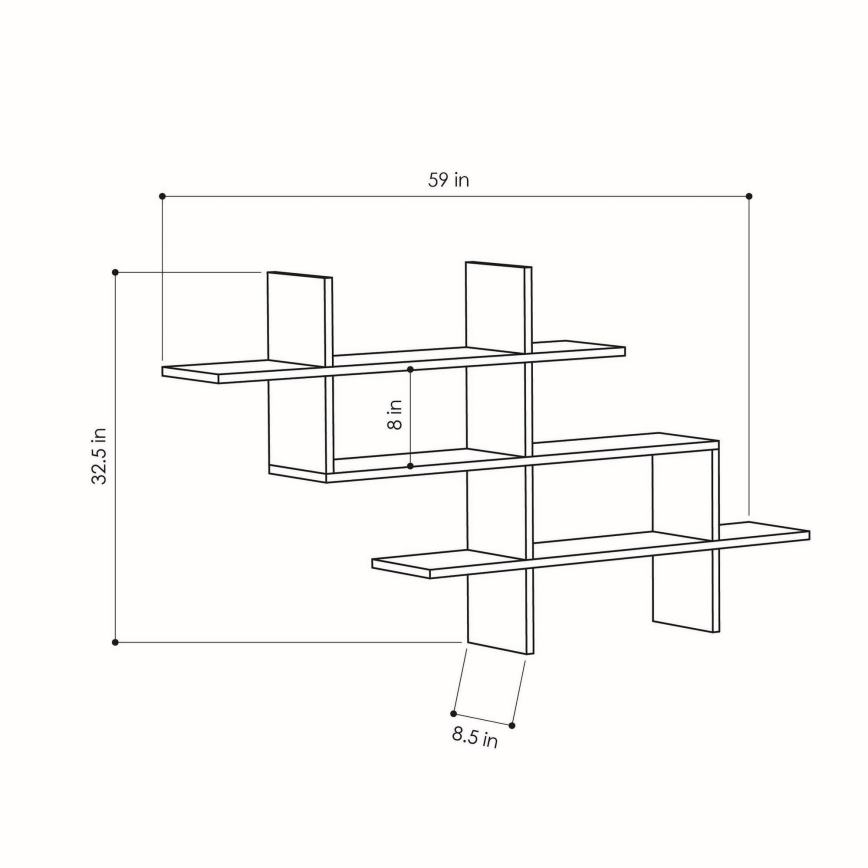 Wall shelf HALIC 82x150 cm oak