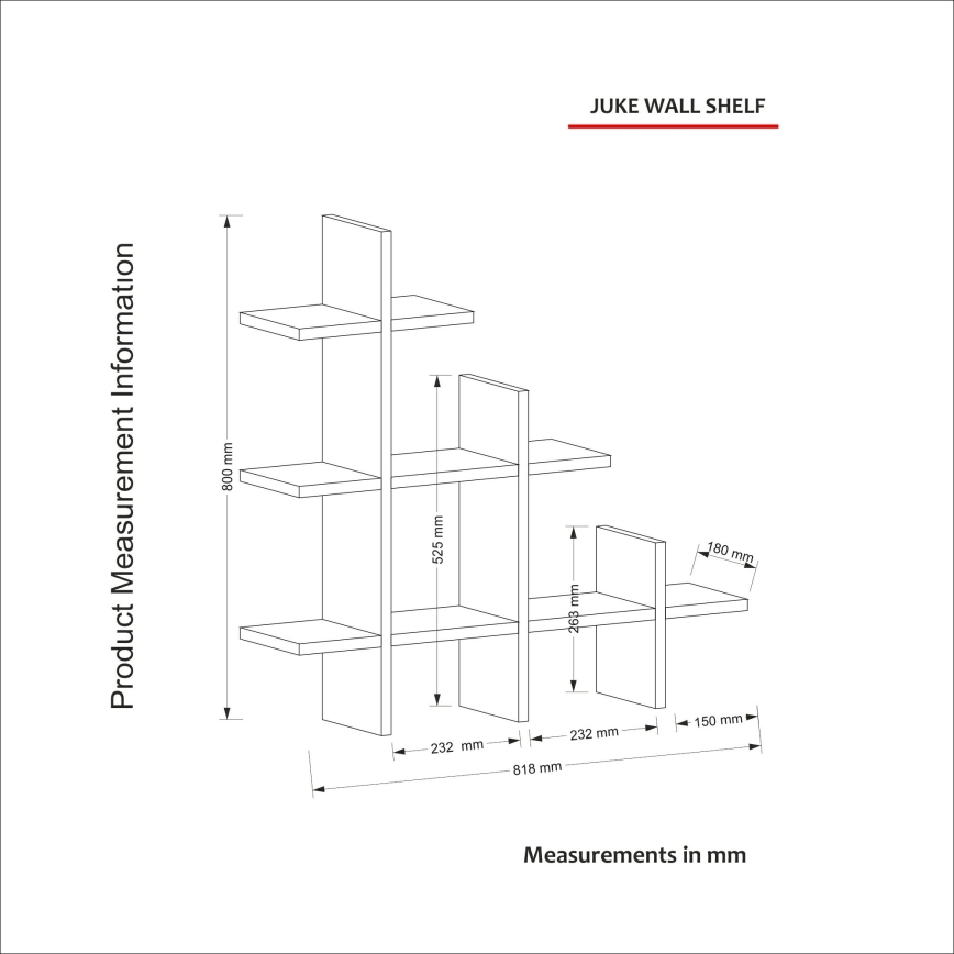 Wall shelf JUKE 80x81,8 cm brown