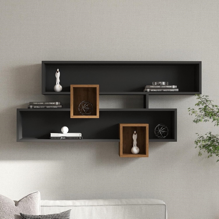 Wall shelf KAREN 120x72,2 cm anthracite/brown