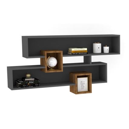 Wall shelf KAREN 120x72,2 cm anthracite/brown