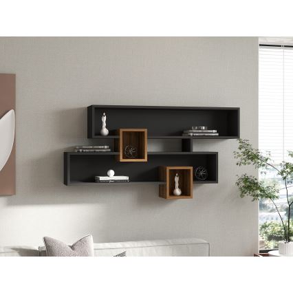 Wall shelf KAREN 120x72,2 cm anthracite/brown
