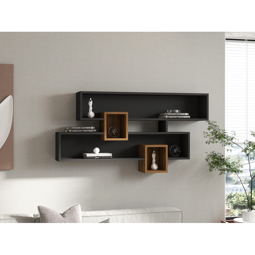Wall shelf KAREN 120x72,2 cm anthracite/brown