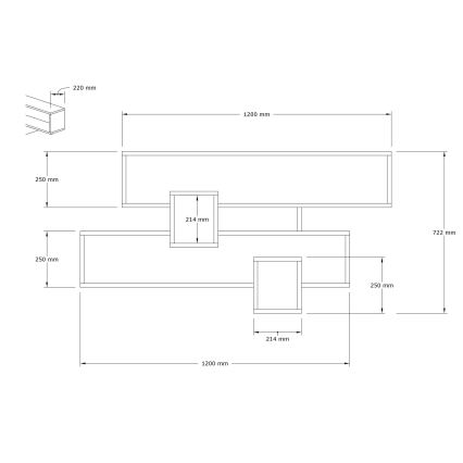 Wall shelf KAREN 120x72,2 cm anthracite/brown