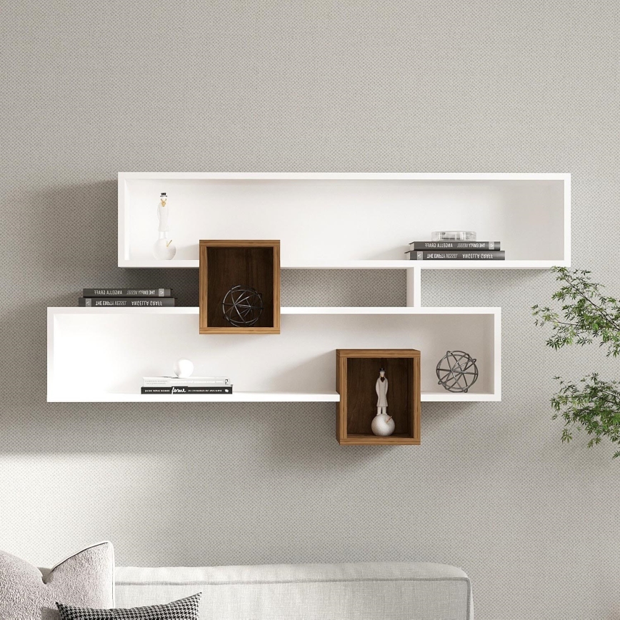 Wall shelf KAREN 120x72,2 cm white/brown