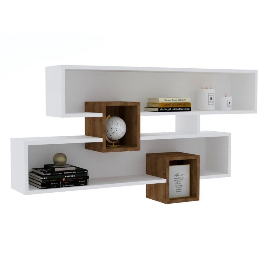 Wall shelf KAREN 120x72,2 cm white/brown