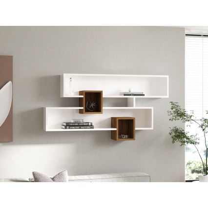 Wall shelf KAREN 120x72,2 cm white/brown