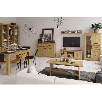 Wall shelf LEORI 20x86,5 cm oak artisan