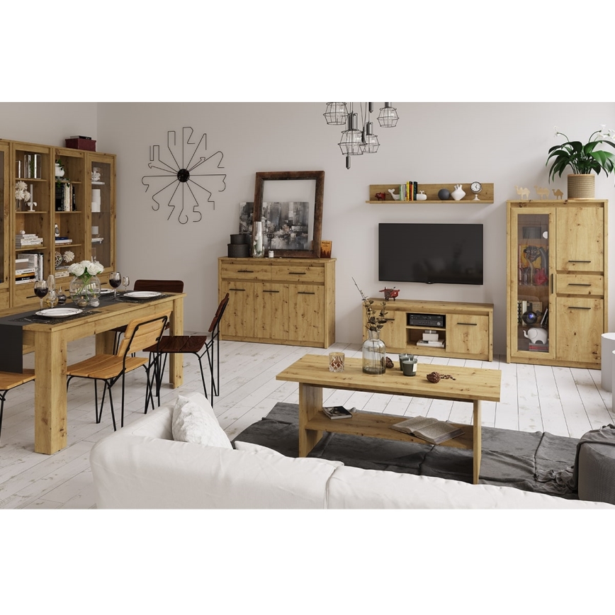 Wall shelf LEORI 20x86,5 cm oak artisan