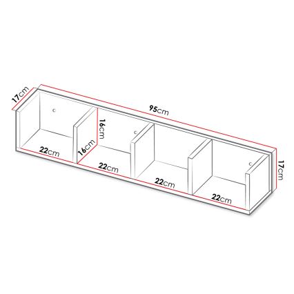 Wall shelf LOTIKO 17x95 cm white