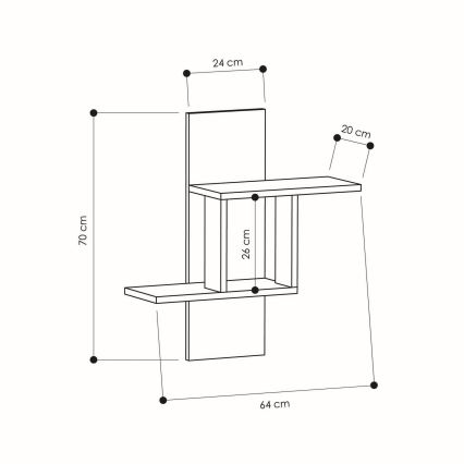 Wall shelf MILL 70x64 cm white