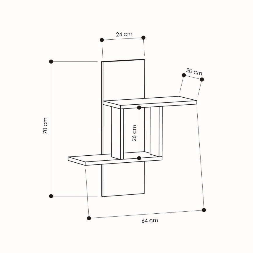 Wall shelf MILL 70x64 cm white
