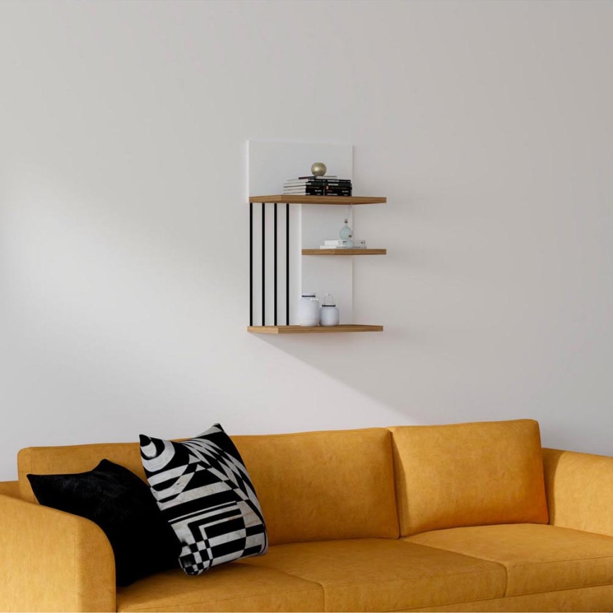 Wall shelf NEZMA 60x40 cm white/brown/black